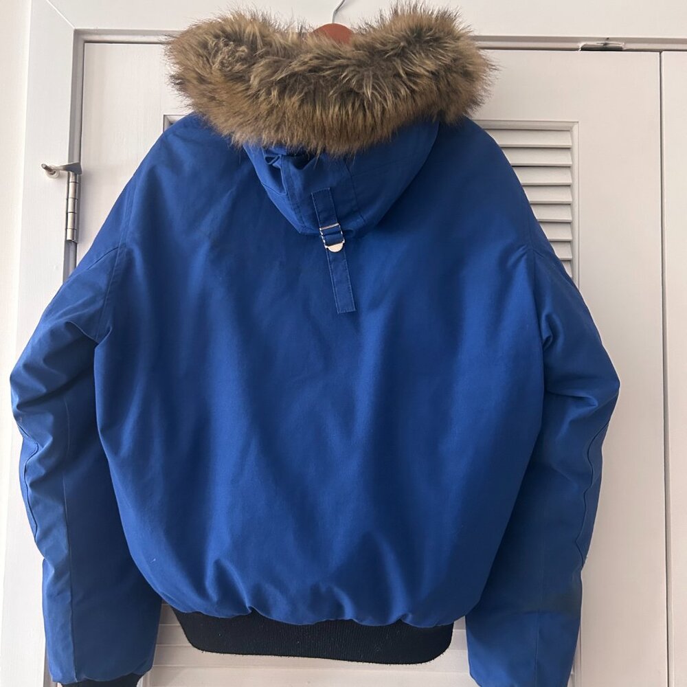 Kooples Blue & Black Puffer Jacket with Faux Fur Hood - Picture 4 of 7